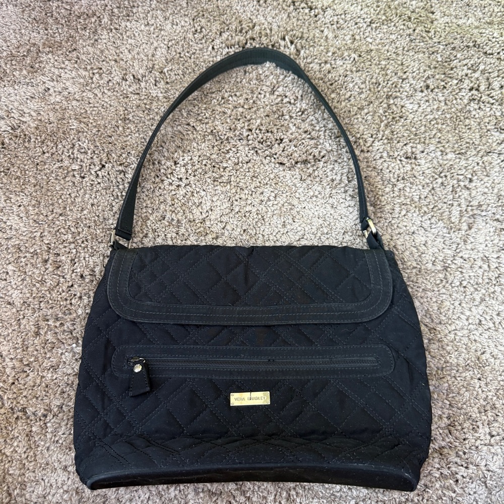 Vera Bradley Elegant Black Quilted Shoulder Bag